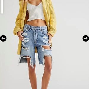 Free People Big Sur Coast boyfriend distressed long shorts  25 nwt!